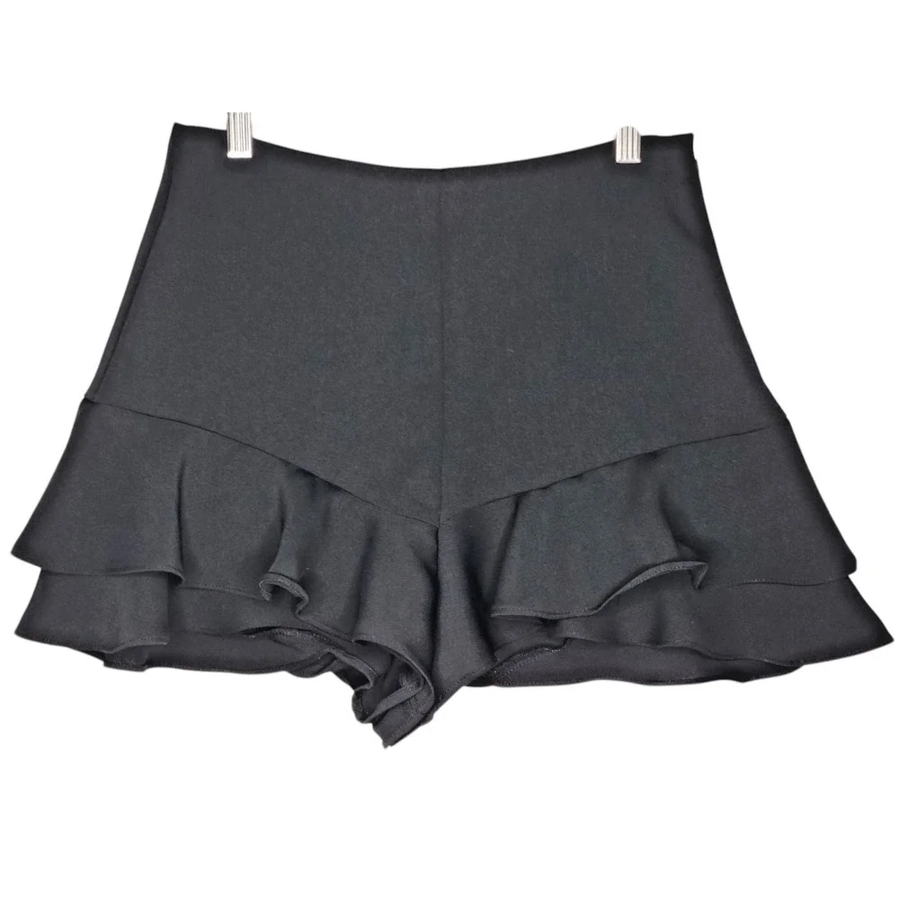 ZARA Women's Black RUFFLED SKORT Polyester Mini Waist‎ 28